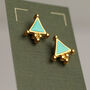 Turquoise Triangle Stud Earrings, thumbnail 2 of 6