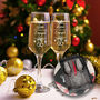 Pair Of 1st Christmas Engaged Champagne Flutes And Decoration, thumbnail 1 of 5
