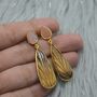 Peach Moonstone, Tiger's Eye Earrings, thumbnail 2 of 6