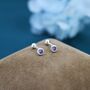 Tiny Amethyst Purple Cz Barbell Earrings, thumbnail 4 of 9