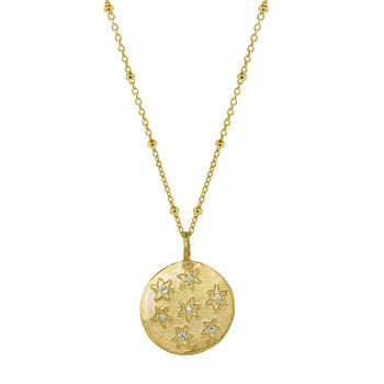 Multi Star Disc Necklace With White Sapphires, 2 of 2