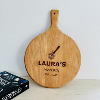 Personalised Round Wooden Pizza Board, 4 of 9