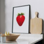 Strawberry Gold Leaf Watercolour Print, thumbnail 3 of 8