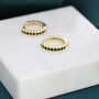 Sterling Silver Minimalist Huggie Hoop Earrings In Sterling Silver With Black Cz Crystals, thumbnail 6 of 12