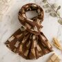 Chocolate Brown Cat Print Scarf, thumbnail 1 of 6
