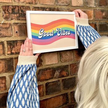 'Good Vibes' Rainbow Typography Print, 4 of 6
