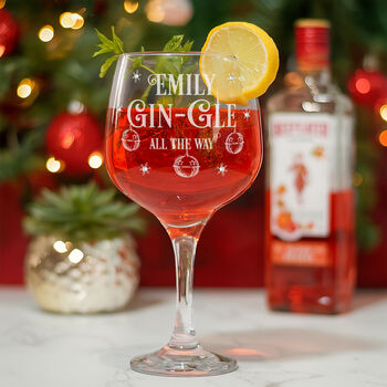 Gin Gle All The Way Christmas Gin Glass Embellished With Diamante Crystals, 6 of 6