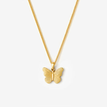 Textured Butterfly Pendant Necklace In 18k Gold, Christmas Jewellery Gift For Her, 3 of 4