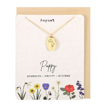 August Poppy Birth Flower Necklace Card, 2 of 4