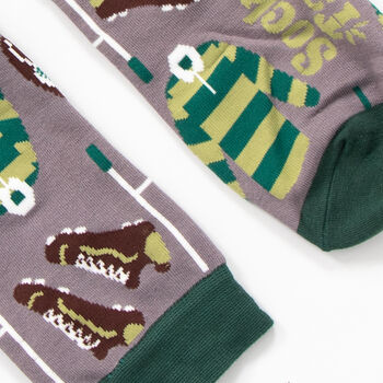 Men's Bamboo Socks Grey Green Rugby, 4 of 5