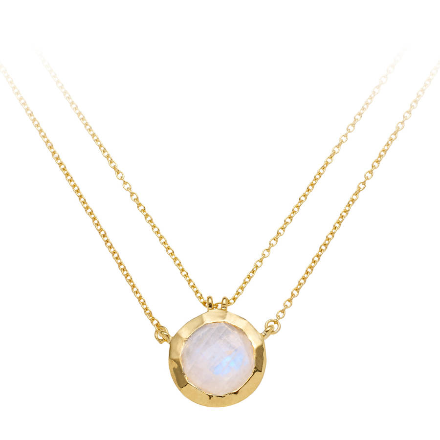 18ct gold vermeil double chain gemstone necklace by sharon ...