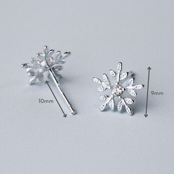 Sterling Silver Snowflake Stud Earrings, 3 of 7