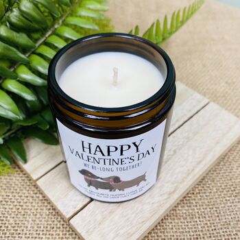 Personalised Dachshund Valentines Amber Candle, 2 of 5