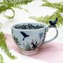 Large Decorative Mug With Blue Bird, thumbnail 1 of 8
