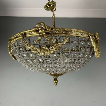 Brass Half Basket Empire Chandelier, 5 of 6
