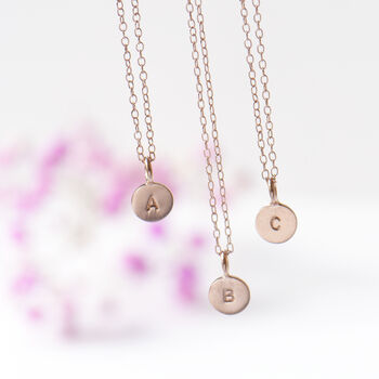 Rose Gold Plated Stamped Initial Necklace, 3 of 12