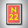 N22 Wood Green London Postcode Typography Print, thumbnail 5 of 10