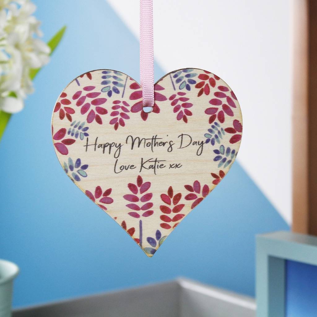 Happy Mother's Day Floral Heart Hanging Decoration By Olivia Morgan Ltd