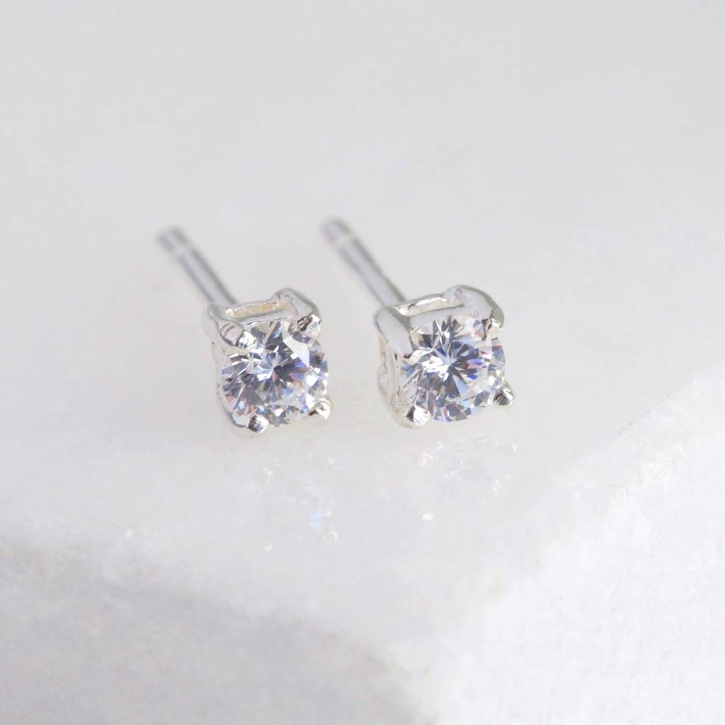 Sterling Silver Crystal Stud Earrings By Lisa Angel ...