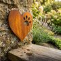 Dog Paw Print Heart Steel Garden Sculpture, thumbnail 1 of 3
