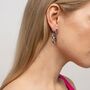 Steel Punk Cuban Link Chain Tassel Dangle Drop Stud Earrings, thumbnail 3 of 7