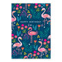 Happy Birthday Card Colourful Flamingo Pattern, thumbnail 3 of 5