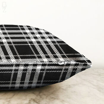 Black And White Plaid Tartan Cushion Cover, 3 of 4
