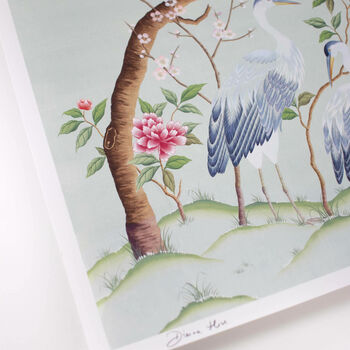 Pastel Chinoiserie Print Birds With Nature, 4 of 6