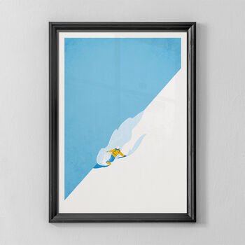 Personalised Downhill Snowboard Art Print, 4 of 5