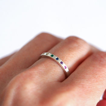Skinny Rainbow Band In Silver And Precious Stones, 8 of 11