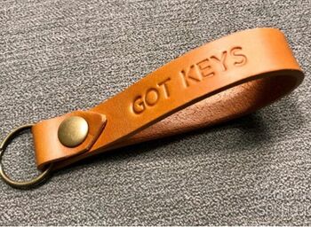 Personalised Tan Leather Keyring, 8 of 12
