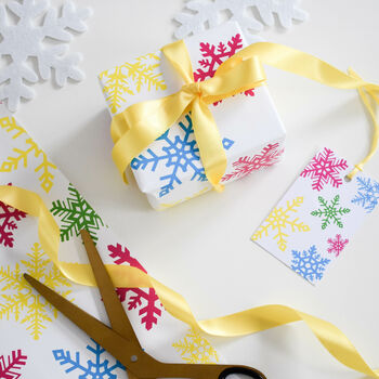 Colourful Snowflake Christmas Gift Wrap Set, 3 of 4