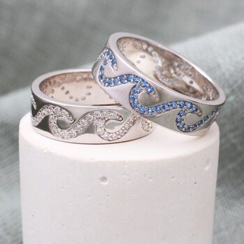 Sterling Silver And Crystal Wave Ring, 2 of 8