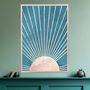 Sun Boho Blue Marble Gold Wall Art Print, thumbnail 1 of 5