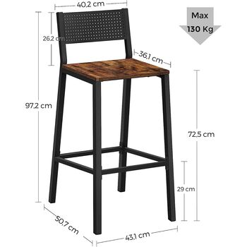 Set Of Two Breakfast Kitchen Bar Stool Counter Chairs, 9 of 9