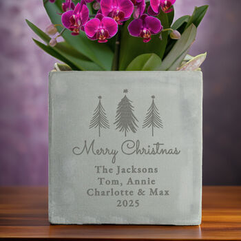 Personalised Christmas Tree Concrete Planter, 3 of 5