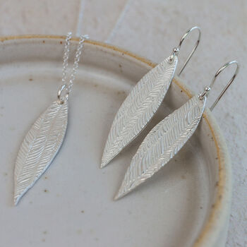 Sterling Silver Textured Palm Earrings, 7 of 8