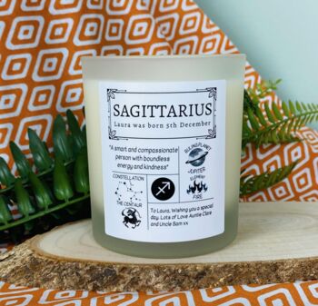 Personalised Sagittarius Star Sign Candle, 4 of 11