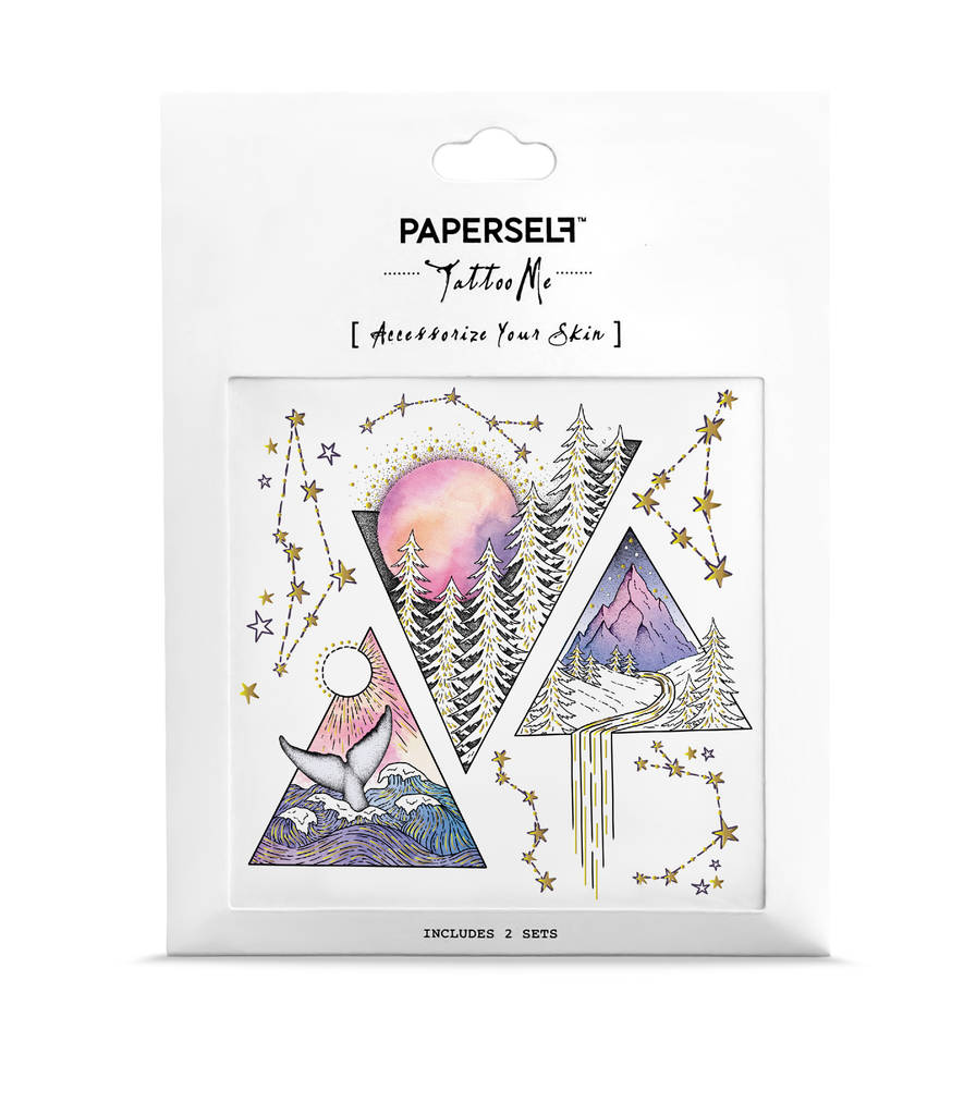 Triangles Ocean Forest Metallic Temporary Tattoo, 1 of 9