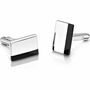 Solid Silver Oblong Cufflinks – Onyx | Groom's Party Wedding Gift, thumbnail 1 of 6