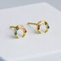 Sterling Silver Colourful Crystal Crescent Moon Stud Earrings, thumbnail 4 of 6