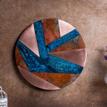 Copper Wall Art With Verdigris Patina, 300 Mm Diameter, 5 of 5