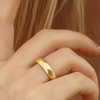 Hammered Ring In Sterling Silver And Gold Plated, 2 of 6