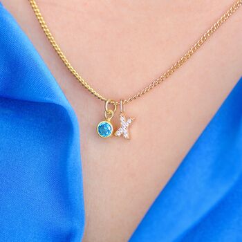 Gold Sparkle Kiss Birthstone Necklace, 2 of 8