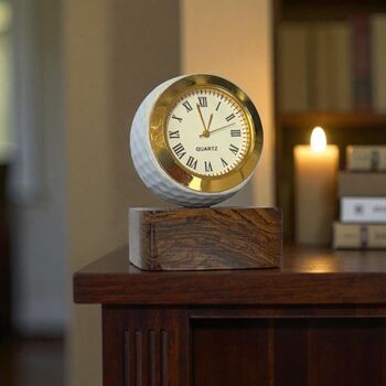 Golf Ball Clock With Personalised Wood Plinth, 9 of 12