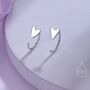Sterling Silver Tiny Skinny Heart Huggie Hoop Earrings, thumbnail 1 of 12
