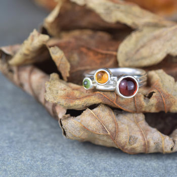 Autumn Garnet, Peridot And Citrine Sterling Silver Ring, 3 of 6