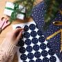 'I Believe' Christmas Stars Navy Wrapping Paper, thumbnail 4 of 12