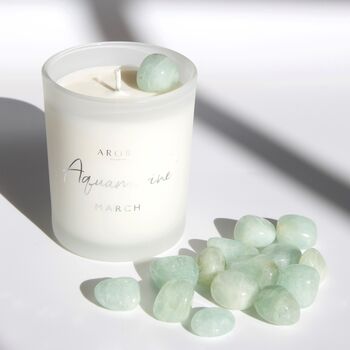 March Birthstone Aquamarine Crystal Candle, 4 of 6