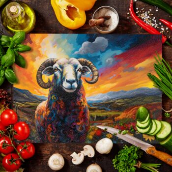 Black Faced Sheep Textured Glass Chopping Board, 6 of 8